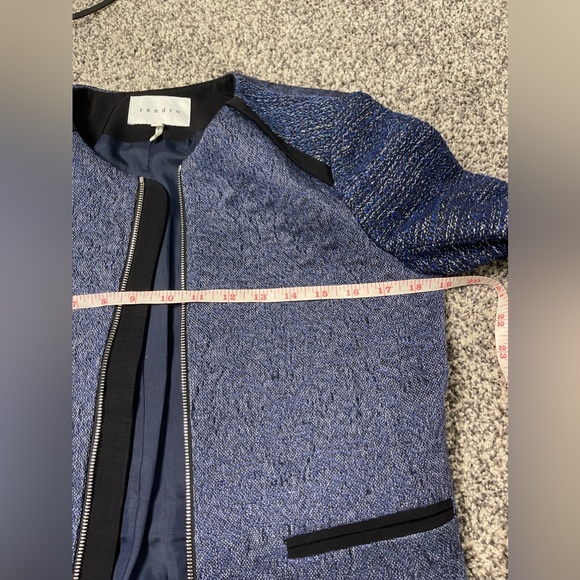 Sandro Paris Metallic Wool Blend Full Zip Evening Jacket Luxury Designer 38/M - Picture 7 of 10